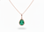 5.90 carat Teardrop natural Emerald Pendant with Diamond Halo Fine Gold Jewelry