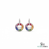 Elegant Rainbow Sapphire Baguette Diamond Circle Earrings - Luxury Statement Earrings
