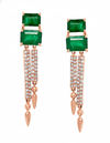4.30 carat Emerald cut Emerald Natural Emerald And Diamond Dangle Earrings in 14k Gold