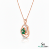 Natural Emerald Floral Swirl Pendant in Gold – Diamond Accent Pendant