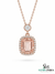 Luxury Emerald Cut Morganite & Diamond Halo Pendant Necklace