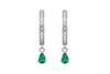 Luxury Gold Hoop Earrings with Pear shape Natural Emerald Dainty Diamond Drop Style