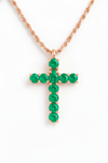 2.10 carat Elegant Round Natural Emerald Cross Pendant Faith Jewelry Gift