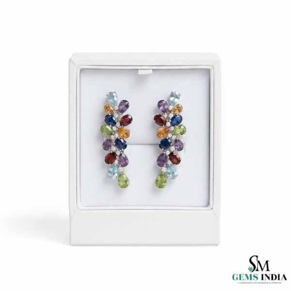 Fine Jewelry Multicolor Pear Cut Dangle Earrings - Multicolor Sapphire Stud Earrings