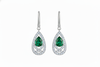 Luxury Natural Emerald Teardrop Earrings with Diamond Border 14K Gold