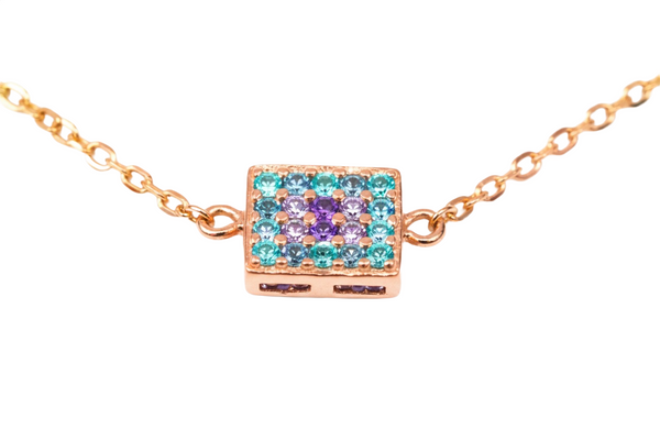 Natural Emerald & Diamond Baguette Necklace in 14K Solid Gold Fine Gift for Her