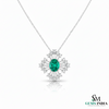 Radiant Oval Natural Emerald & Diamond Sunburst Pendant Diamond Burst Design