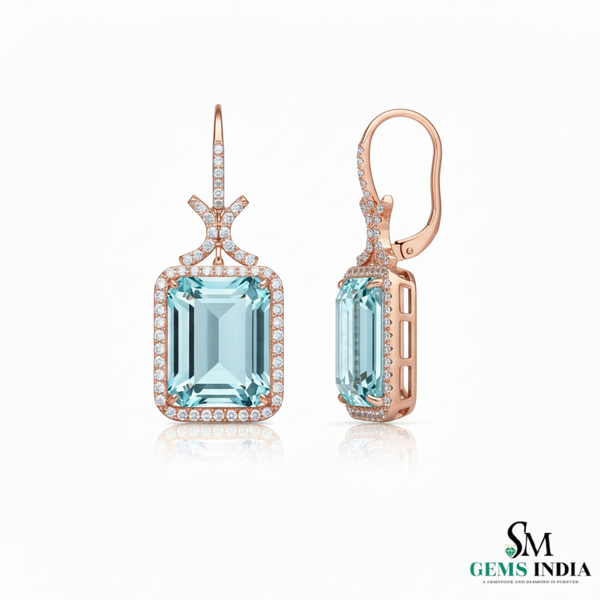 Doppelter Smaragd-Ring in offenem Design aus 14 Karat Gold – Band mit quadratisch und rund geschliffenen grünen Edelsteinen