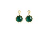 Emerald Dangle Earrings 14k Gold Round Cabochon May Birthstone
