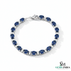 Blue Sapphire & Diamond Tennis Bracelet in 18k Gold - Luxury Women's Jewelry