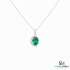 Elegant Oval Emerald & Diamond Half-Halo Pendant Anniversary gift for her