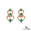 Princess Cut Emerald Heart Earrings in Gold – Romantic Jewelry