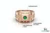 Natural Emerald ring for men's in 18k solid Gold Zambian Emerald ring