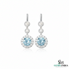March Birthstone Round Aquamarine Diamond Drop Earrings – Fine Gold Jewelry