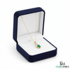 Natural Green Emerald Oval Pendant with Diamond Curve Design