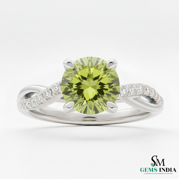 August Birthstone Natural Peridot Infinty Diamond Ring i