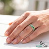 Round Natural Emerald and Citrine Ring - Elegant Gemstone Eternity Band