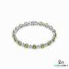 Natural Peridot & Diamond Tennis Bracelet - Elegant Green Gemstone Bracelet