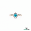 Round Turquoise Ring With Diamond Halo –Elegant Fine Jewelry