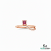 Princess Cut Natural Ruby Ring with Diamond Twist Band in 14k Gold