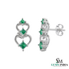 Princess Cut Emerald Heart Earrings in Gold – Romantic Jewelry