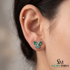 Emerald Marquise Butterfly Stud Earrings – Green Gemstone Diamond Accent Nature Inspired Fine Jewelry