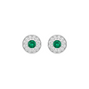 Elegant Round Natural Emerald Center Diamond Halo Stud Earrings Green Gemstone Jewelry for her