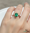 Pear Cut Green Emerald Solitaire Ring – Minimalist Teardrop Gemstone Ring