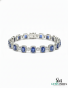 Elegant Emerald Cut Tanzanite Bracelet with Diamond Accents – Gift for Her