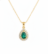 9.30 carat Vintage Inspired Pear Cut Natural Emerald Pendant Gold Diamond Accent Design