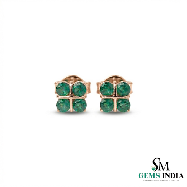 Minimal Emerald Stud Earrings in 14K Gold – Everyday Fine Jewelry