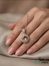 Fine Jewelry Morganite Halo Necklace with Diamond Bail