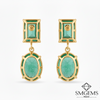 7.80 Ctw Dark Green Statement Large Zambian Emerald-Emerald Cut & Oval Cut Dangle Earrings 18K, Emerald Earrings, Oval Emerald Studs