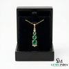 Fine Jewelry Three Stone Emerald ; Diamond Drop Pendant