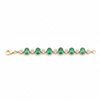 Oval cut Natural Zambian Emerald and Diamond Bracelet - 18K Solid Gold May Birthstone