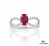 Oval Ruby Diamond Infinity Ring in 14k Gold Romantic Diamond Crossover Ring
