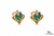 Marquise Emerald Heart Shaped Gold Stud Earrings