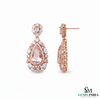 Elegant Pear Morganite Diamond Cluster Drop Earrings - Wedding guest jewelry