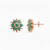 Natural Emerald Floral Starburst Stud Earrings in 14K Gold Earrings in 14k Solid Gold
