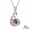 Swan Design Ruby Pendant with Diamond Accents Unique Animal Design Jewelry