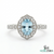 Vintage Oval Aquamarine Halo Ring with Diamond Accents Art Deco Inspired Engagement Ring