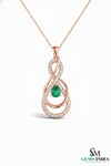 Natural Green Emerald Diamond Infinity Pendant - Green Gemstone Jewelry