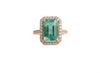 4.50 Carat Natural Emerald and Diamond Halo Ring in 14K Gold Emerald Cut Engagement Ring