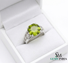 Hexagon Cut Peridot Ring with Diamond Accents