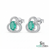 Elegant Oval Emerald and Diamond Clover Stud Earrings – Fine Gold Jewelry