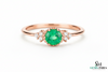 Round Natural Emerald Halo Ring with Diamond Accents – Fine Gold Jewelry