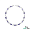 Natural Tanzanite and Diamond Link Bracelet Fine Gold Jewelry