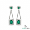 Luxury Emerald cut Emerald and Diamond Dangle Earrings – 14K Gold Statement Jewelry