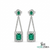 Luxury Emerald cut Emerald and Diamond Dangle Earrings – 14K Gold Statement Jewelry