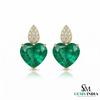 Elegant Heart Shaped Green Emerald Pendant with Diamond Detail